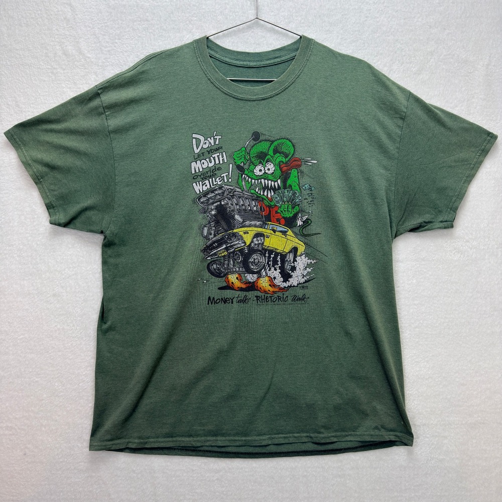 Ed Big Daddy Roth Mens Graphic T-Shirt XL Green Rat Fink Hot Rod Retro